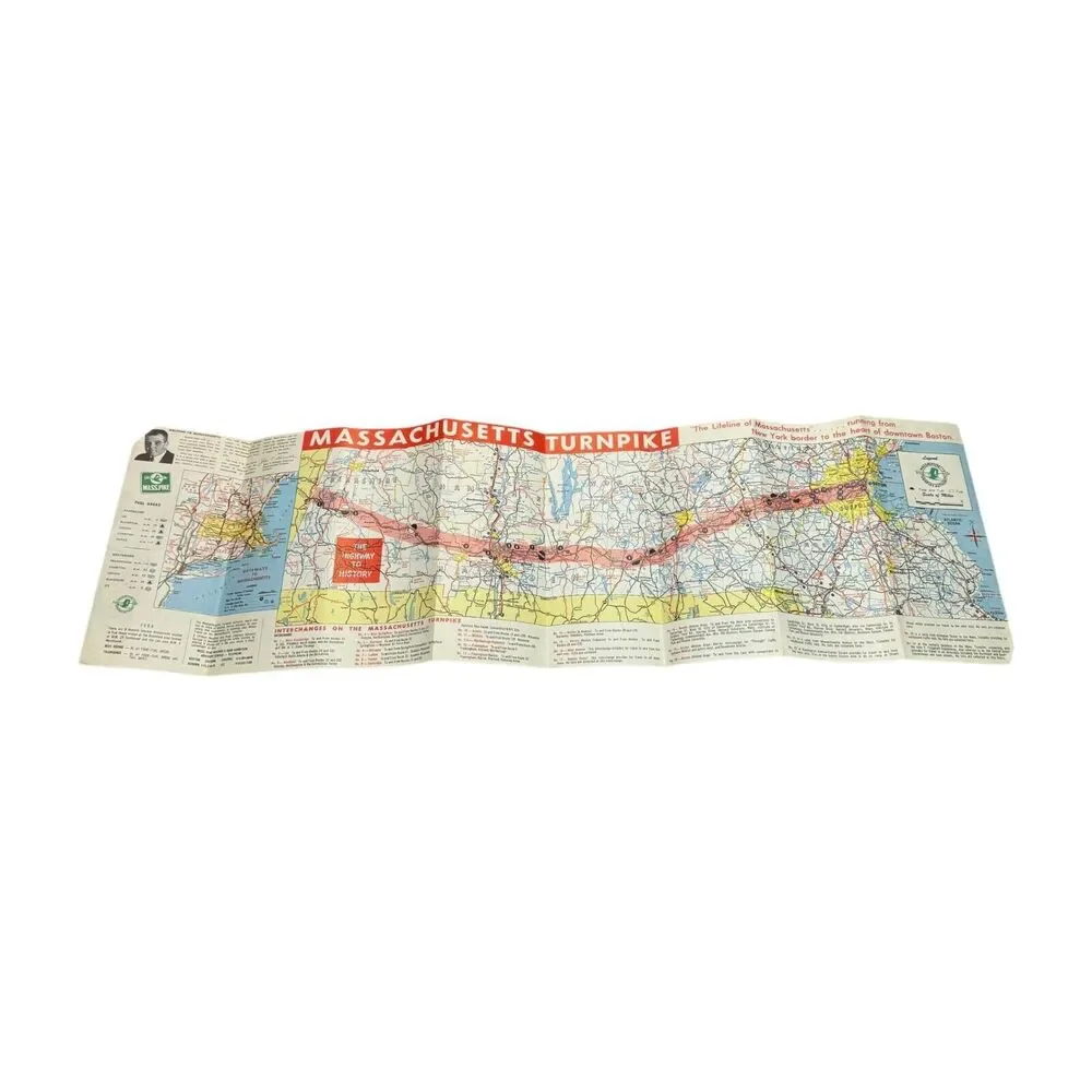 Vintage Travel Maps – Massachusetts, Maine 1970, Turnpike Highway Road Maps - Picture 4 of 13